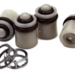 Check valves and spacer rings, enough for two pumps, are in the kit.