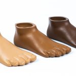 Foot shells are offered in (left to right) buff, tan, and medium brown.