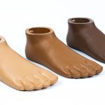 Foot shells are offered in (left to right) buff, tan, and medium brown.